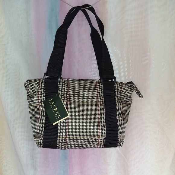 s-l400.jpg Lauren Ralph Lauren Nylon Houndstooth Satchel